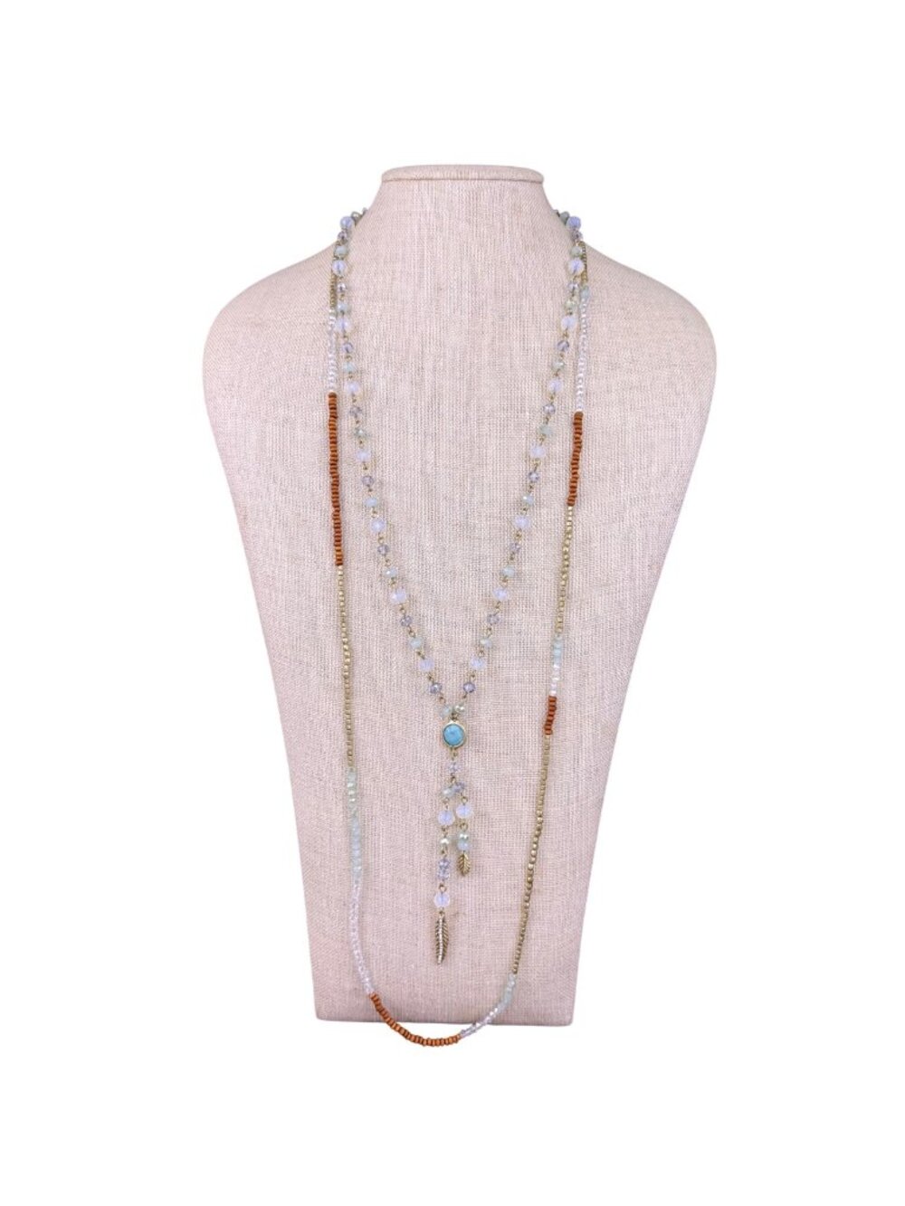 Lonna & Lilly Womens Multicolor Beaded Crystal Long Necklace Tassel Accents
